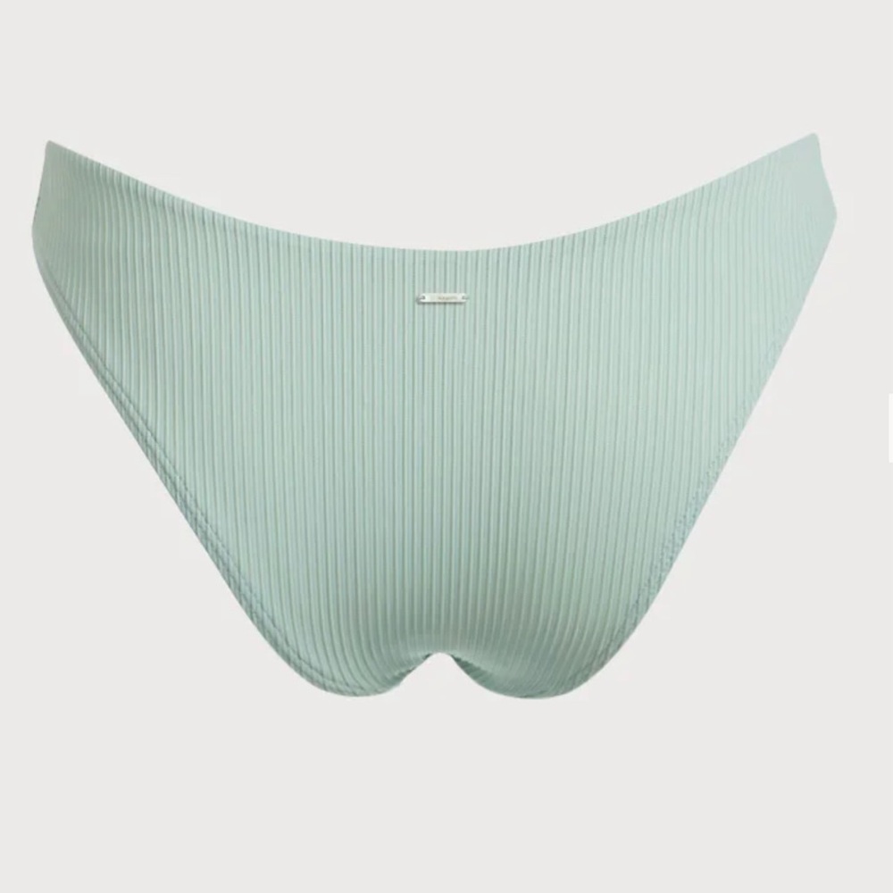 The Cyan Ribbed Solid Low Waisted Bikini Bottom - Picture 2 of 3